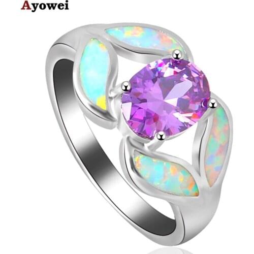 Appealing Crystal Rings for Ladies White Fire Opal Silver tone Fashion Jewelry Ring USA Sz #6#7#8##9#10 OR793A