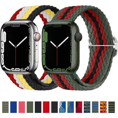 Braided Solo Loop For Apple watch band 44mm 40mm 38mm 42mm Adjustable Elastic Nylon belt bracelet iWatch series 3 4 5 se 6 strap