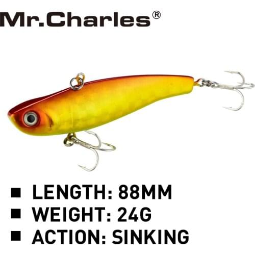 Mr.Charles ZC3611 Fishing Lure 80mm/24g Sinking Hard Bait VIB Quality Professional Minnow Crankbait 3D Eyes Sharp Hooks