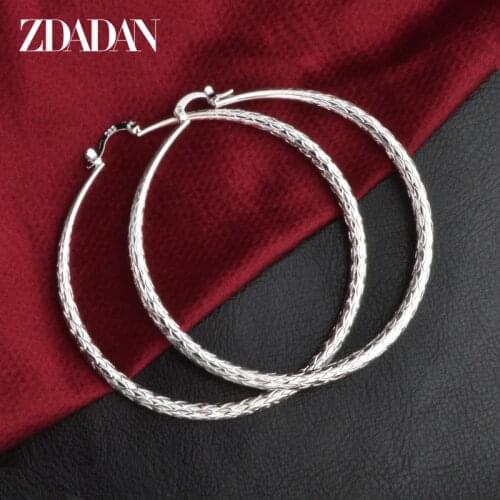 ZDADAN 925 Silver 64MM Big Hoop Earrings For Women Fashion Jewelry Gifts