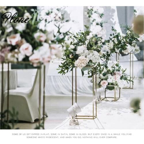 Wedding Centerpiece Flower Stand Road Lead Geometric Rectangular Metal Frame Party Backdrop Home Decoration DIY Wedding Props