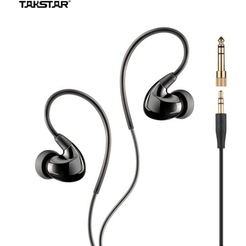 TAKSTAR TS-2260 In Ear Headphones Wired Noise Cancelling Earbuds with 6.3mm Interface Adapter for Recording Music Appreciation