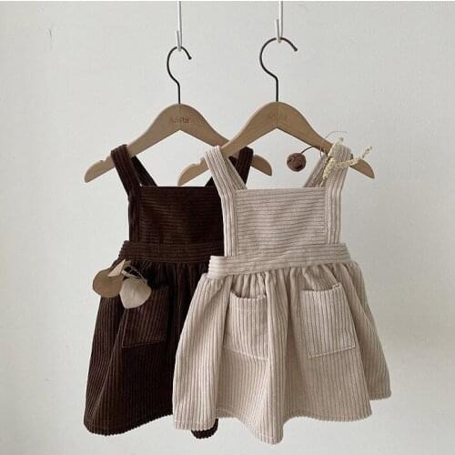 Spring and Autumn Baby Corduroy Dress One-hundred Baby Girl Sen-line Art Vest Skirt 77