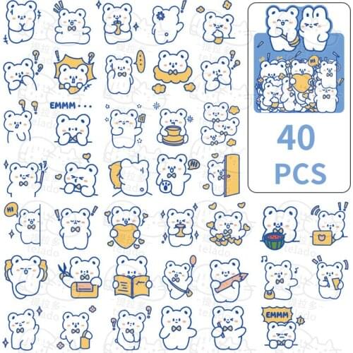 40 Pcs/lot Cute Kawaii Animal Waterproof Stickers Calendar Diary Stationery Journal Scrapbooking Hand Book Albumn Supplies
