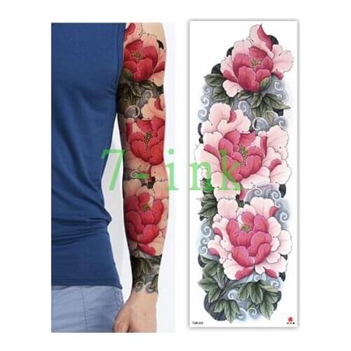 Waterproof Tattoos Sticker Full Arm Pink rose Pink plum tattoo Water Transfer flash tatoo fake tattoo for men women
