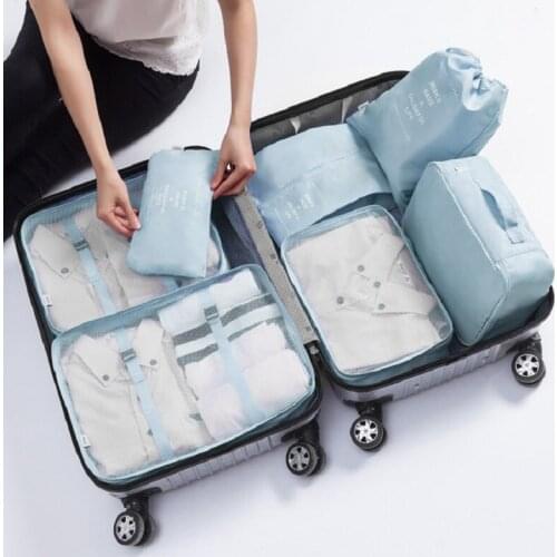 High Quality 7pc Stravel Packing Cubes Luggage Organizer Set Compression Travel Storage Bag for Clothes Bra Underwear Shoe Pouch
