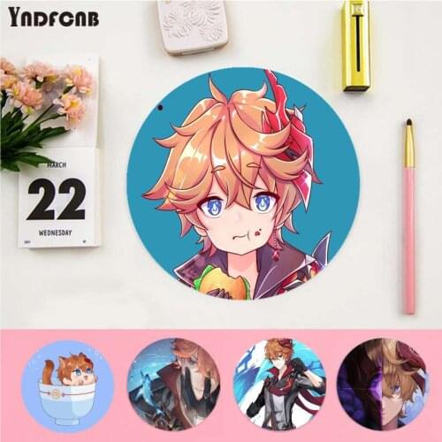 YNDFCNB New Tartaglia Genshin Impact Laptop Computer round desk pads Mousepad Anti-Slip Laptop PC Mice Pad Mat gaming Mousepad