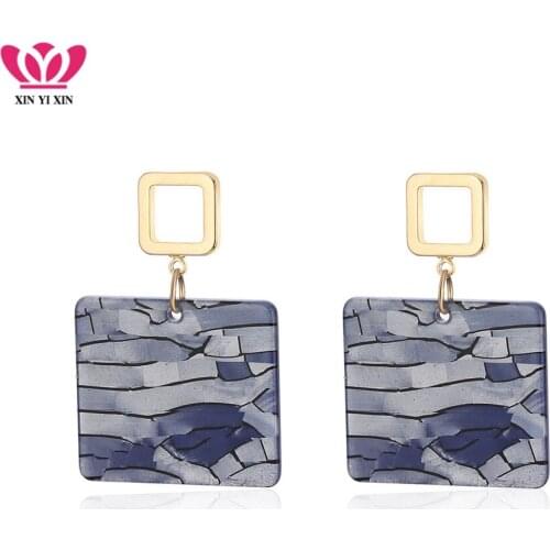 Bohemian Geometry Drop Earrings Simple Square Acrylic Trendy Style Jewelry Women Statement Geometry Dangle Earrings Accessories