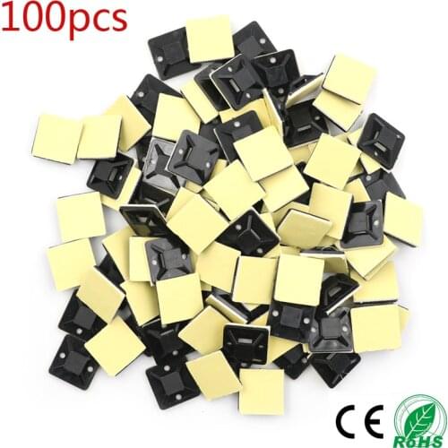 100Pcs Self Adhesive Stick-on Mounts For Cable Ties / Routing Looms Wire & Cable Base Clamps Clip