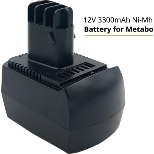 12V 3300mAh Ni-MH Replacement Rechargeable Battery for Metabo Power Tools BZ12SP BS12SP BSZ12 Impuls BSZ12 Premium ULA9.6-18