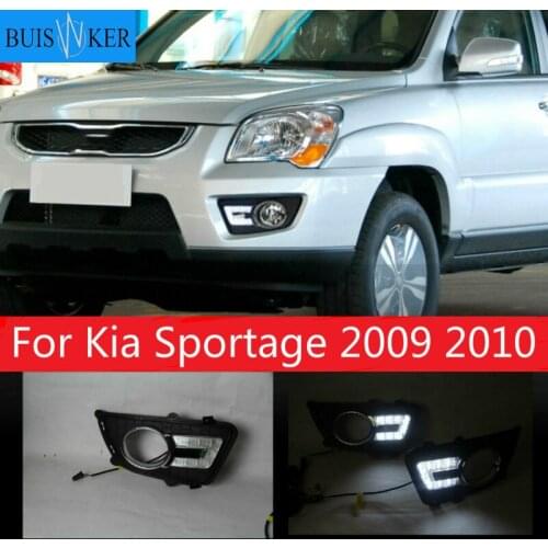 2PCS LED Daytime Running Light For Kia Sportage 2009 2010 Dimming Style Relay Waterproof ABS 12V Car LED DRL Lamp Daylight