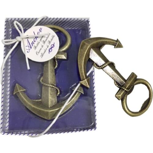 200pcs/lot wholesale wedding suppliers coppery Anchor Shaped Chrome Bottle Opener In Gift Box bridal shower favors return gifts