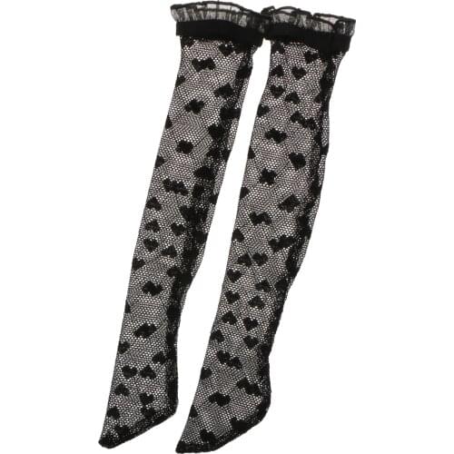 3xBlack Over The Knee Heart Lace Stockings Socks for 1/3 BJD SD DOD Dolls