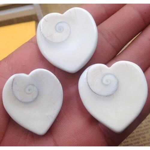 3pcs Natural beautiful shells polished heart healing