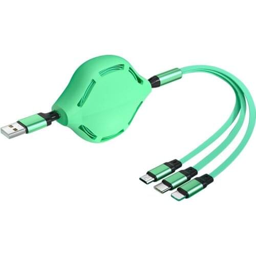 3-in-1 Scalable Data Cable Line for iPhone Android Type-c Three-in-One Charge Cable Durable Charging Cables