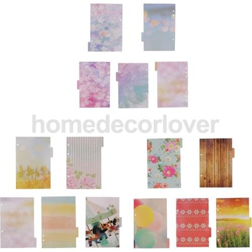 5 Pieces Different Style Tabbed Index Paper Cards Tabbed Inserts Planner Dividers for A5 Notebook