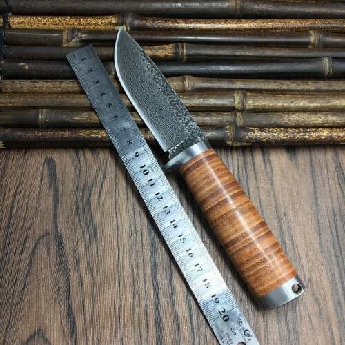 58RHC High-carbon steel Handmade Damascus steel Knife Straight Knife Forged Steel Hunting Knife Fixed Tactical Knives