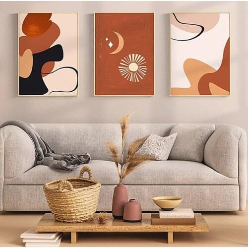 Abstract Geometric Line Sun Moon Art Pints Paintings Modern Morandi Colors Canvas Painting Modern Poster Living Room Home Decor