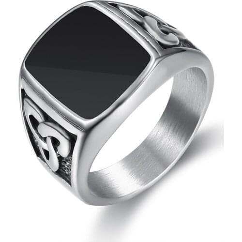 US Size 7 to 15 Vintage Punk Style Silver Color Titanium Stainless Steel Irish knot Ring for Men Women Retro Jewelry