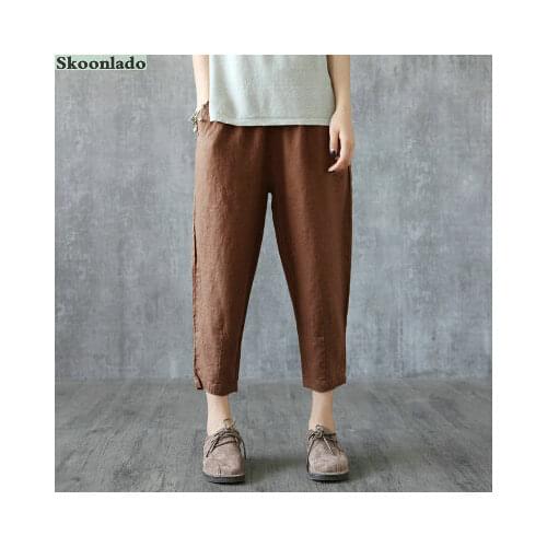 Latest S-5XL plus size women autumn spring lady cotton linen trousers free shipping high quality long pants comfortable pencil