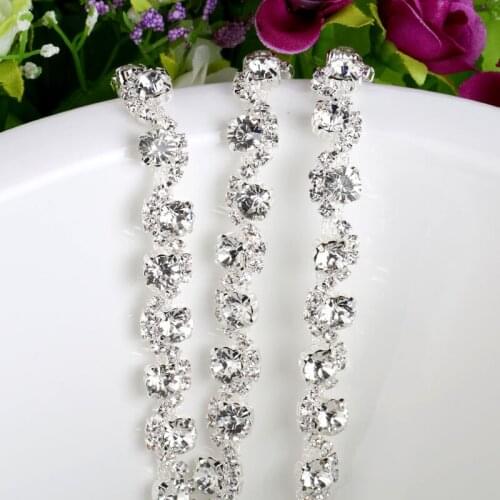 1yard Fancy Crystal Rhinestone Chain With Claw Sew on Garment Bags and DIY Wedding Dress Decoration
