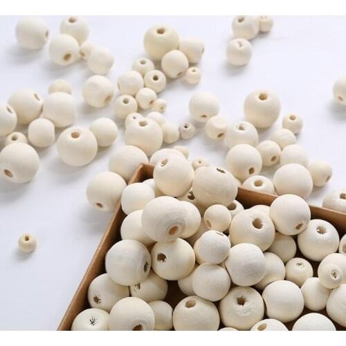500g 6-20mm Craft Wooden Beads Natural Decor Crafting Unfinished with Holes Assorted Wood Bead
