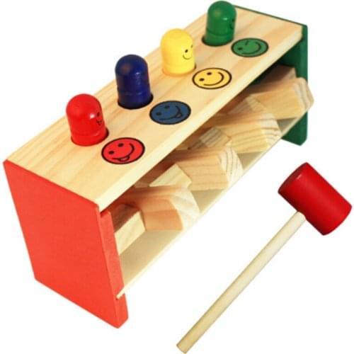 Baby Wooden Hammer Toys +Stick Hammer Box Toddlers Educational Puzzle Toys For Children Wooden Game Hammering Bench Kids Toys