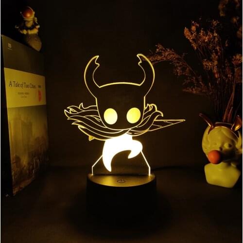 Hollow Knight Figurine Player Hornet DIY Drawing Art Laser Engraved Acrylic Upward Lighting LED Sensor Lights Computer Desk Lamp