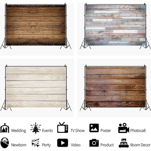 Brown White Retro Stitching Wooden Floor Planks Baby Pet Cake Portrait Photography Backdrops Photocall Background Studio Shoot