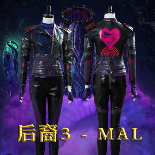 Anime Descendants 3 King Mal Battle Uniform Bad Person Daily Dress Pu Leather Cosplay Costume Women Halloween Free Shipping 2021