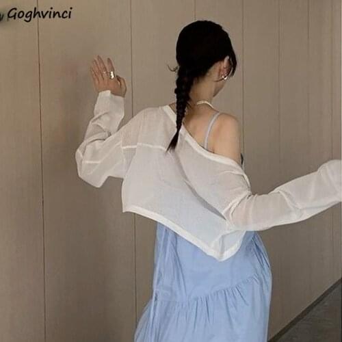 Jackets Women Sun-protection Thin Summer Simple Cropped Outwear All-match Fashion Elegant Lady Female Gentle Solid Students Ins