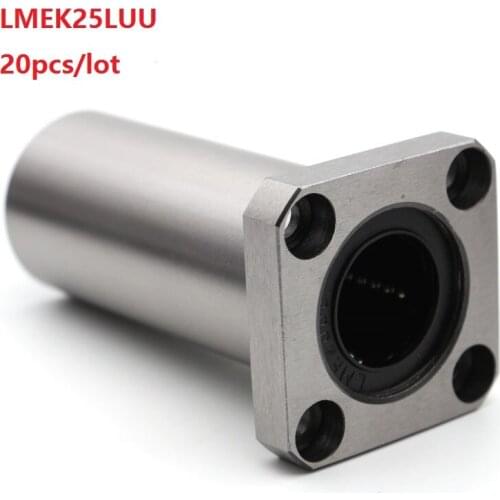 20pcs/lot LMEK25LUU Long Type Long Type Square Flange Linear Bearing Bushing