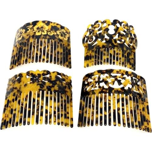 Fashion Popular Wide Hair Combs Turtle Flower Carved Acrylic Shell Beauty Hair Brush For Ladies