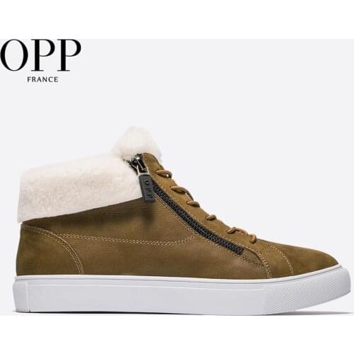 OPP Men Boots Anti-Skidding Leather Shoes Men OPP Popular Comfy Spring Autumn Men Shoes Short Plush Snow Boots Durable Outsole
