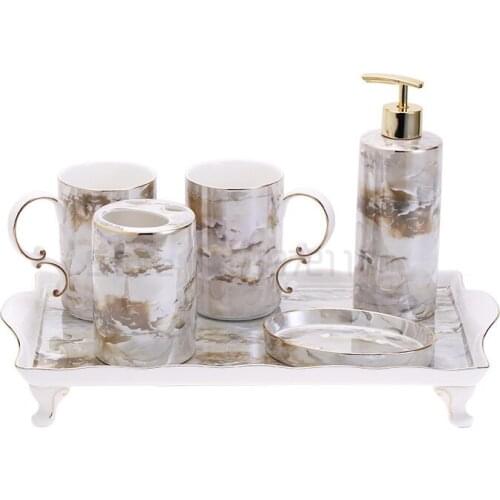 European luxury ceramic bathroom five or six piece wash set mouthwash cup bathroom supplies