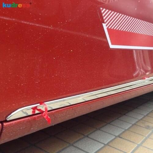 Door Body Trim For Toyota Vios Yaris 2013 2014 ABS Chrome Car Side Door Molding Strip Panel Bumper Hoods Styling Accessories