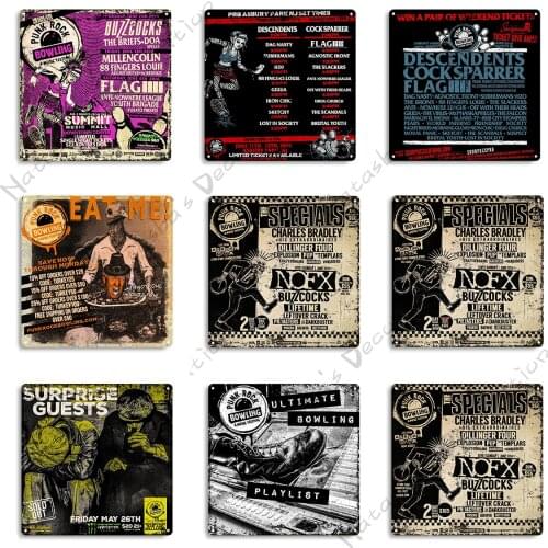 PUNK Decorative Plate Rusty Metal Tin Sign Classic Metal Signs Retro Poster Wall Decor Home Living Room Man Cave Metal Plaque