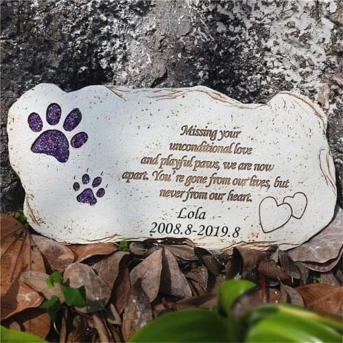 Personalized Shinning Paw Print Dog Memorial Stones Tombstones Outdoors or Indoors for Garden Backyard Grave Markers JSYS