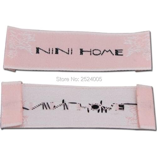 Custom garment pink satin woven labels/trademark/clothing embroidered tags/printed labels/brand/main tag Free Shipping