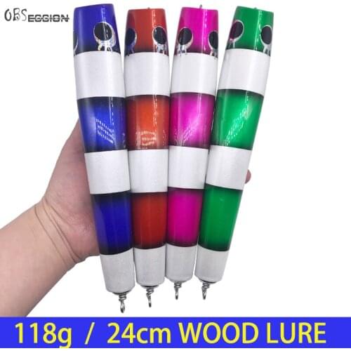 OBSESSION 120g 24cm 1pcs Topwater Wooden Popper lure jigs GT Surface popping Lure Deep Sea Chugger Boat Fishing trolling Bait
