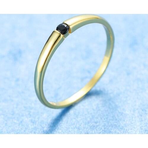 Simple Female Blue/Red/Black Crystal Ring Classic Engagement Wedding Rings For Women Fashion 925 Silver Gold One Stone Love Ring