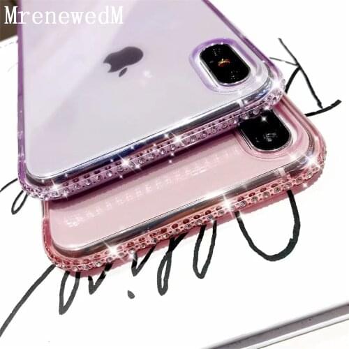MrenewedM Luxury Transparent Silicone Phone Case For iPhone 12 Mini 6 6S 7 8 Plus X XR XS 11 Pro Max 5S SE2 Diamond Bumper Shell