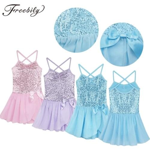 Girls Sequined Ballet Dress Kids Dancewear Gymnastics Leotard Dress Girl Ballet Tutu Leotard Dress Child Lyrical Dance Costume