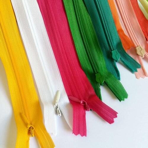 Mix color 10pcs/lot 3# 28cm Long Invisible Zippers Purple Orange Green Black DIY Nylon Coil Zipper For Sewing Clothes