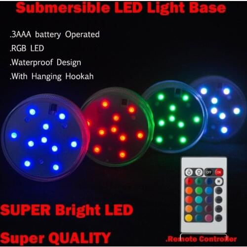 3AAA Battery Operated IR Remote Controlled 10 Multicolors SMD LED Vase Light,Submersible Led Light,Waterproof Floralyte Light