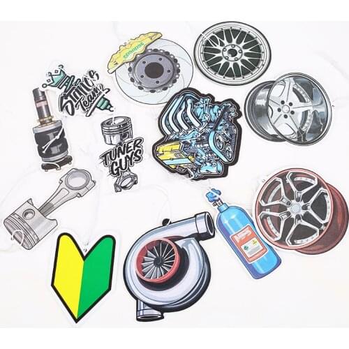 Racing Car Auto Tuning Parts Air Freshener Rear View Mirrow Pendent Turbo JDM Brake Disc Wheel Rim Piston Engine Shock