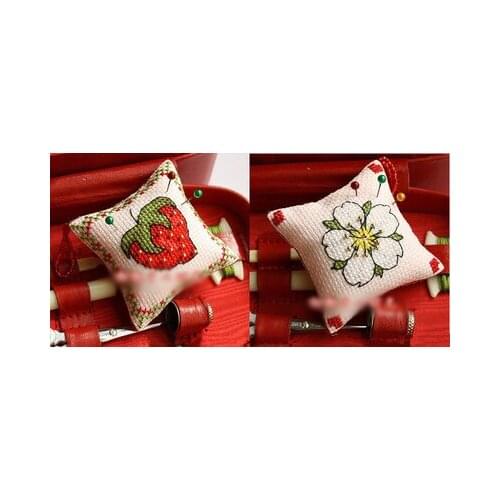 ZC032 Pin Neddle Cushion 18CT White Fabric Biscornu Needlework DIY Kit For Embroidery Cotton Thread Set Counted Cross-Stitching