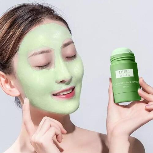Green Tea Mask Oil Control Acne Clearing Mask Care Mask Mud Moisturizing Makeup Face Blackhead Pores Fine Cleansing S2F8