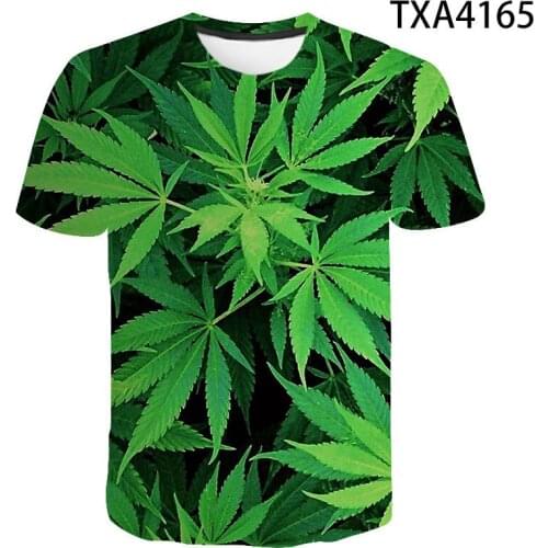 New Weed Plant Print T Shirt Leaf Graphic Tee Fashion Women Tops Casual Cotton Funny Shirt Womens Clothing Drop Shipping 3D2021