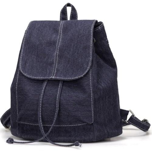 Fashion Denim Canvas Women Backpacks Drawstring School Bags For Teenagers Girls Small Backpack Female Rucksack Mochilas Feminina